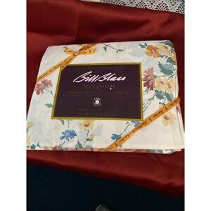 Bill Blass Double Full Sheet Flat Fitted NEW Vintage Floral Festival Blue NWOT